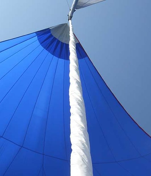 Blue spinnaker close up