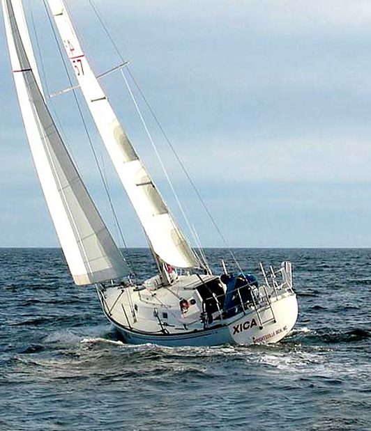 Sloop heeling upwind