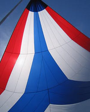 Red, white and blue spinnaker